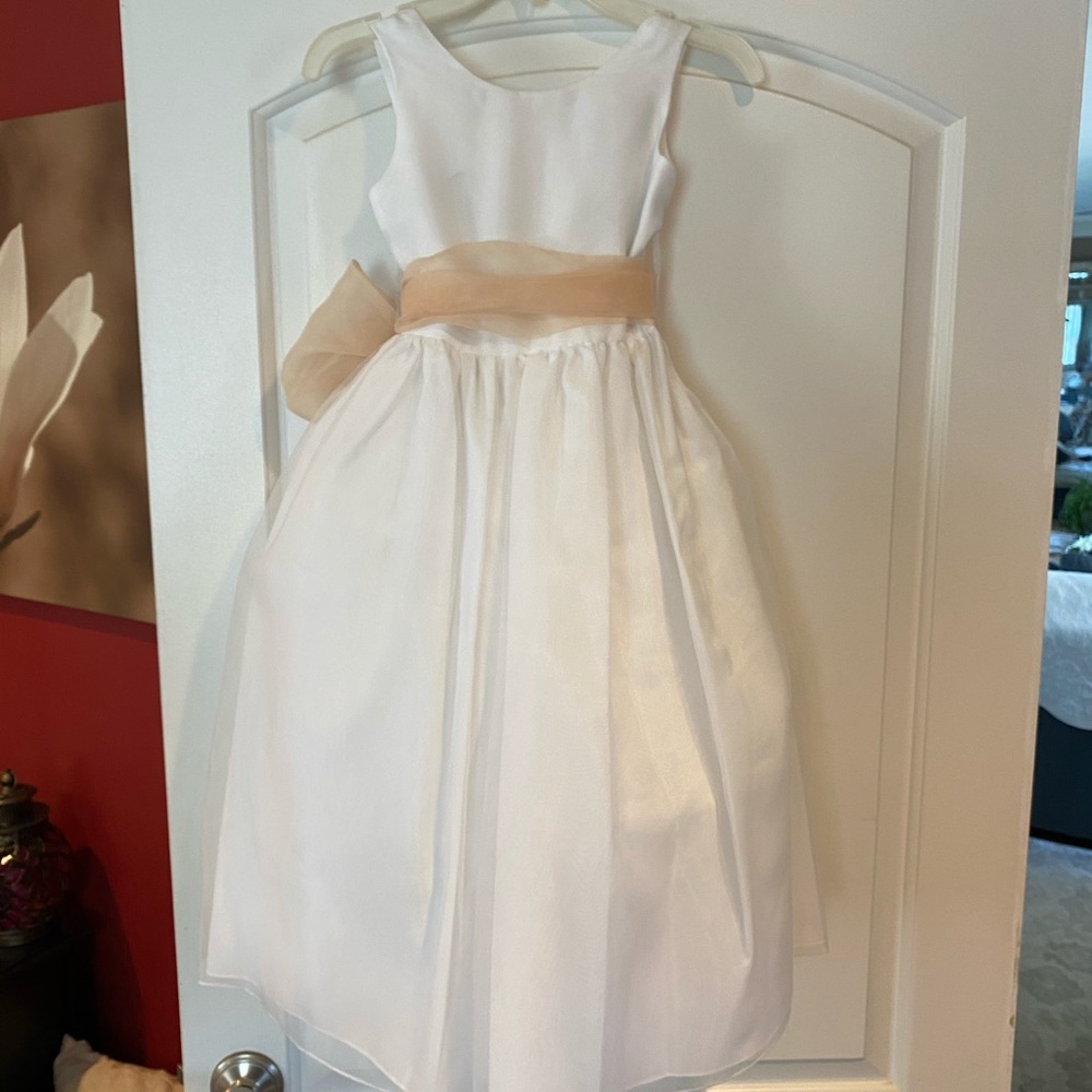 Alfred Angelo White Dress with Champagne Bow